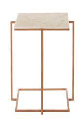 Orsina White Marble Side Table with Gold Finish Legs, Boutique Style Square Top Table, Table for Living Room - thumbnail 4