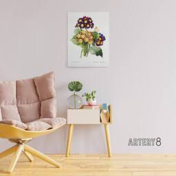"Artery8 Primrose Flowers Floral Redoute Vintage Canvas Wall Art in White - Size: W18"" x H24""" - thumbnail 3