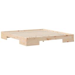 Berkfield Home Floor Bed Frame with Storage Brown 200 x 200 cm Solid pine wood in Light Brown - thumbnail 1