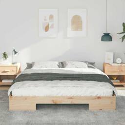 Berkfield Home Floor Bed Frame with Storage Brown 200 x 200 cm Solid pine wood in Light Brown - thumbnail 4