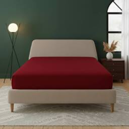 Snug City Flannelette Fitted Sheet Extra Deep 40cm Skirt Soft Brushed Cotton in Red - Size: Super King - thumbnail 1
