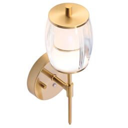 Happy Homewares Satin Gold Wireless Rechargeable Touch Dimmer Wall Light with Clear Glass Shade - thumbnail 3
