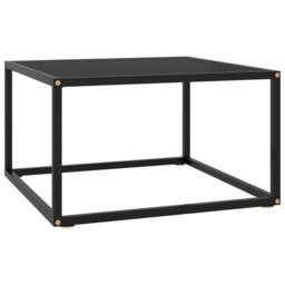 Berkfield Home Modern Coffee Table Black with Black Glass 60x60x35 cm - Size: 60 x 60 x 35 cm - thumbnail 2