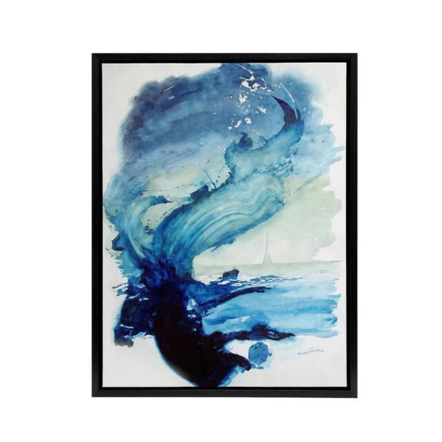 "Artery8 Eduard Tomek Sea Abstract Painting Framed Canvas Wall Art Print in Blue - Size: W12"" x H16""" - image 1
