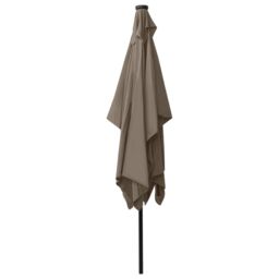 Berkfield Home Parasol with LEDs & Steel Pole Taupe 2x3 m in Beige - thumbnail 6
