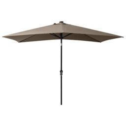 Berkfield Home Parasol with LEDs & Steel Pole Taupe 2x3 m in Beige - thumbnail 3