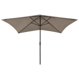 Berkfield Home Parasol with LEDs & Steel Pole Taupe 2x3 m in Beige - thumbnail 2