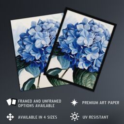 "Artery8 Blue Hydrangea Modernist Painting Floral Calm Wall Art Print - Size: W12"" x H16""" - thumbnail 2