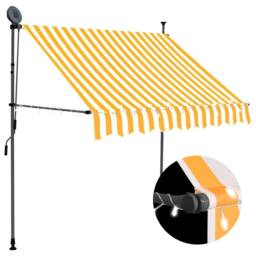 Berkfield Home Manual Retractable Awning with LED 100 cm White & Orange - thumbnail 2
