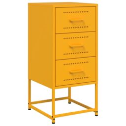 Berkfield Home Bedside Cabinet Mustard Yellow 36x39x78 cm Steel - Size: 36 x 39 x 78 cm - thumbnail 2