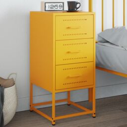 Berkfield Home Bedside Cabinet Mustard Yellow 36x39x78 cm Steel - Size: 36 x 39 x 78 cm - thumbnail 1