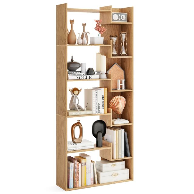 Costway 6-Tier Bookcase Wooden Storage Shelving Unit Book Display Rack in Natural - image 1