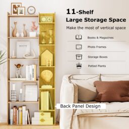 Costway 6-Tier Bookcase Wooden Storage Shelving Unit Book Display Rack in Natural - thumbnail 7