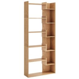 Costway 6-Tier Bookcase Wooden Storage Shelving Unit Book Display Rack in Natural - thumbnail 5