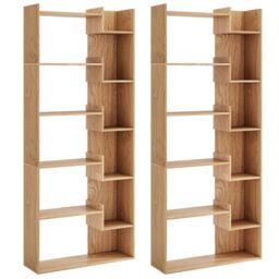 Costway 6-Tier Bookcase Wooden Storage Shelving Unit Book Display Rack in Natural - thumbnail 4