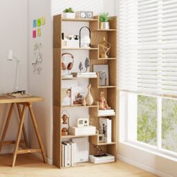 Costway 6-Tier Bookcase Wooden Storage Shelving Unit Book Display Rack in Natural - thumbnail 9