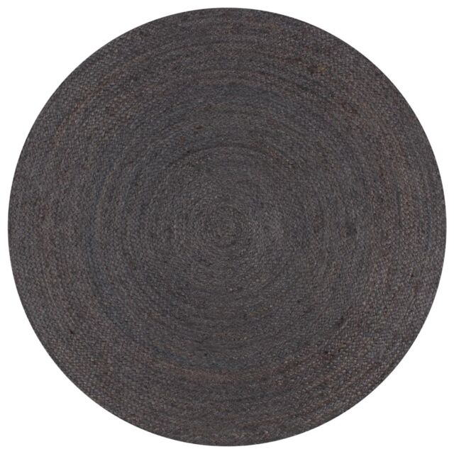 Berkfield Home Handmade Rug Jute Round 90 cm Dark Grey - Size: 100 cm diameter - image 1