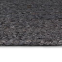 Berkfield Home Handmade Rug Jute Round 90 cm Dark Grey - Size: 100 cm diameter - thumbnail 3