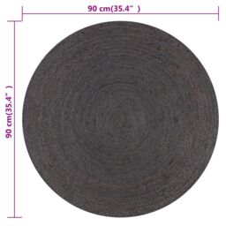 Berkfield Home Handmade Rug Jute Round 90 cm Dark Grey - Size: 100 cm diameter - thumbnail 6