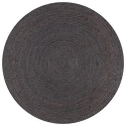 Berkfield Home Handmade Rug Jute Round 90 cm Dark Grey - Size: 100 cm diameter - thumbnail 1
