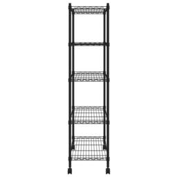 Berkfield Home 5-Tier Storage Shelf with Wheels 75x35x155 cm Black 250 kg - Size: 75 x 35 x 155 cm - thumbnail 4