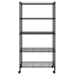 Berkfield Home 5-Tier Storage Shelf with Wheels 75x35x155 cm Black 250 kg - Size: 75 x 35 x 155 cm - thumbnail 3