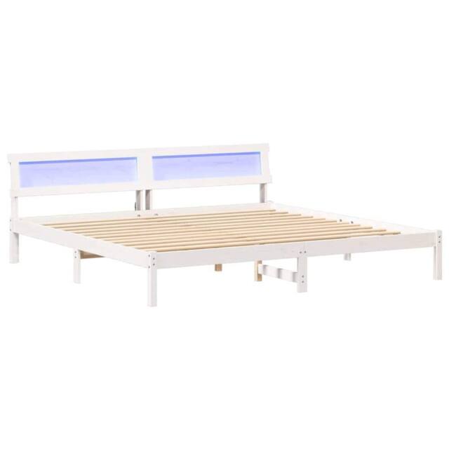 Berkfield Home with LED Strip Lights with Headboard White 180 x 200 cm Solid pin - image 1