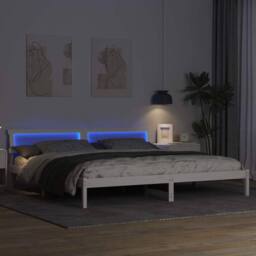 Berkfield Home with LED Strip Lights with Headboard White 180 x 200 cm Solid pin - thumbnail 4