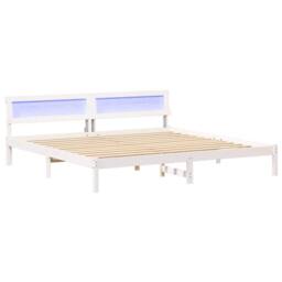 Berkfield Home with LED Strip Lights with Headboard White 180 x 200 cm Solid pin - thumbnail 1