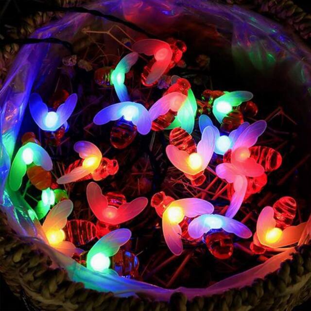 Quipulse Solar Garden Stake Decor Lights Bee Shape Multi Color Light 8 Heads - image 1