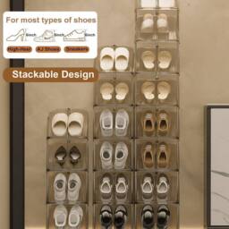 Kelvenix Smoke 6 Tier Sloping Narrow Clear Shoe Rack in Brown - Size: 0.6m2 - thumbnail 3