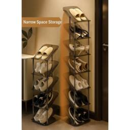 Kelvenix Smoke 6 Tier Sloping Narrow Clear Shoe Rack in Brown - Size: 0.6m2 - thumbnail 5