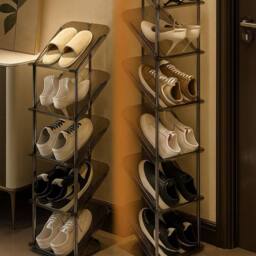 Kelvenix Smoke 6 Tier Sloping Narrow Clear Shoe Rack in Brown - Size: 0.6m2 - thumbnail 4