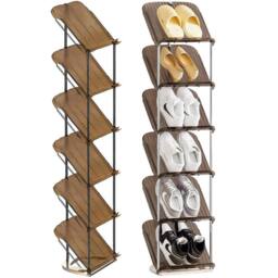 Kelvenix Smoke 6 Tier Sloping Narrow Clear Shoe Rack in Brown - Size: 0.6m2 - thumbnail 1