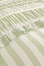 Catherine Lansfield 'Seersucker Frill Stripe' Duvet Cover Set in Green - Size: King - thumbnail 4