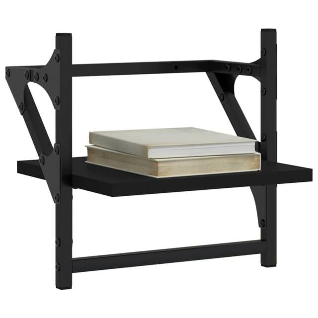 Berkfield Home Wall Shelves with Bars 2 pcs Black 30x25x30 cm - Size: 30 x 25 x 30 cm - image 1