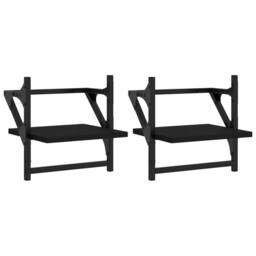 Berkfield Home Wall Shelves with Bars 2 pcs Black 30x25x30 cm - Size: 30 x 25 x 30 cm - thumbnail 3