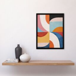 "Artery8 Retro Mid Century Modern Geometric Colour Pattern Framed Art Print - Size: W12"" x H16""" - thumbnail 4