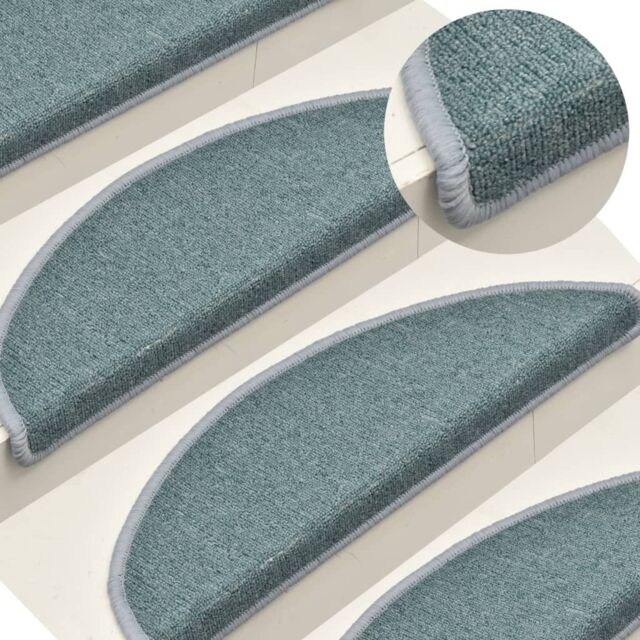 Berkfield Home Carpet Stair Treads 15 pcs Blue 56x17x3 cm - Size: Medium - image 1