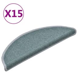 Berkfield Home Carpet Stair Treads 15 pcs Blue 56x17x3 cm - Size: Medium - thumbnail 2