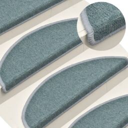 Berkfield Home Carpet Stair Treads 15 pcs Blue 56x17x3 cm - Size: Medium - thumbnail 1