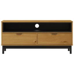 Berkfield Home TV Cabinet FLAM 110x40x50 cm Solid Wood Pine in Brown - Size: 110 x 40 x 50 cm - thumbnail 5