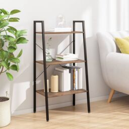 Berkfield Home 3-Tier Standing Shelf Dark Brown & Black 56x35x108 cm - Size: 56 x 35 x 108 cm - thumbnail 1