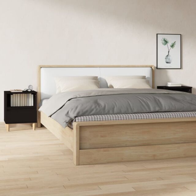 Berkfield Home Bedside Cabinets 2 pcs Black 40x35x50 cm - Size: 40 x 35 x 50 cm - image 1