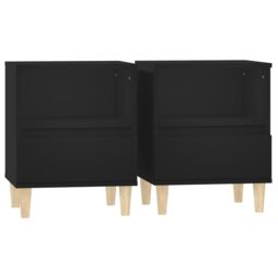 Berkfield Home Bedside Cabinets 2 pcs Black 40x35x50 cm - Size: 40 x 35 x 50 cm - thumbnail 2