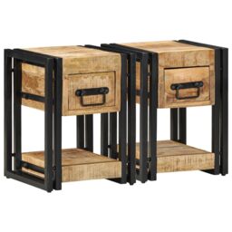 Berkfield Home Nightstands 2 pcs 40x40x40 cm Solid Mango Wood in Brown - Size: 40 x 40 x 40 cm - thumbnail 5