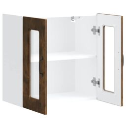 Berkfield Home Kitchen Wall Cabinet with Glass Door Kalmar Smoked Oak Engineered Wood in Brown - thumbnail 6