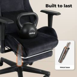 VOGREX Black Spring Padded Reclining Gaming Office Chair with Footrest - thumbnail 3