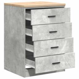 Berkfield Home Durable Garage Storage Cabinet Concrete Grey 60x51x85 cm Solid Wo - Size: 60 x 51 x 85 cm - thumbnail 5