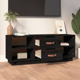 Berkfield Home TV Cabinet Black 100x34x40 cm Solid Wood Pine - Size: 100 x 34 x 40 cm